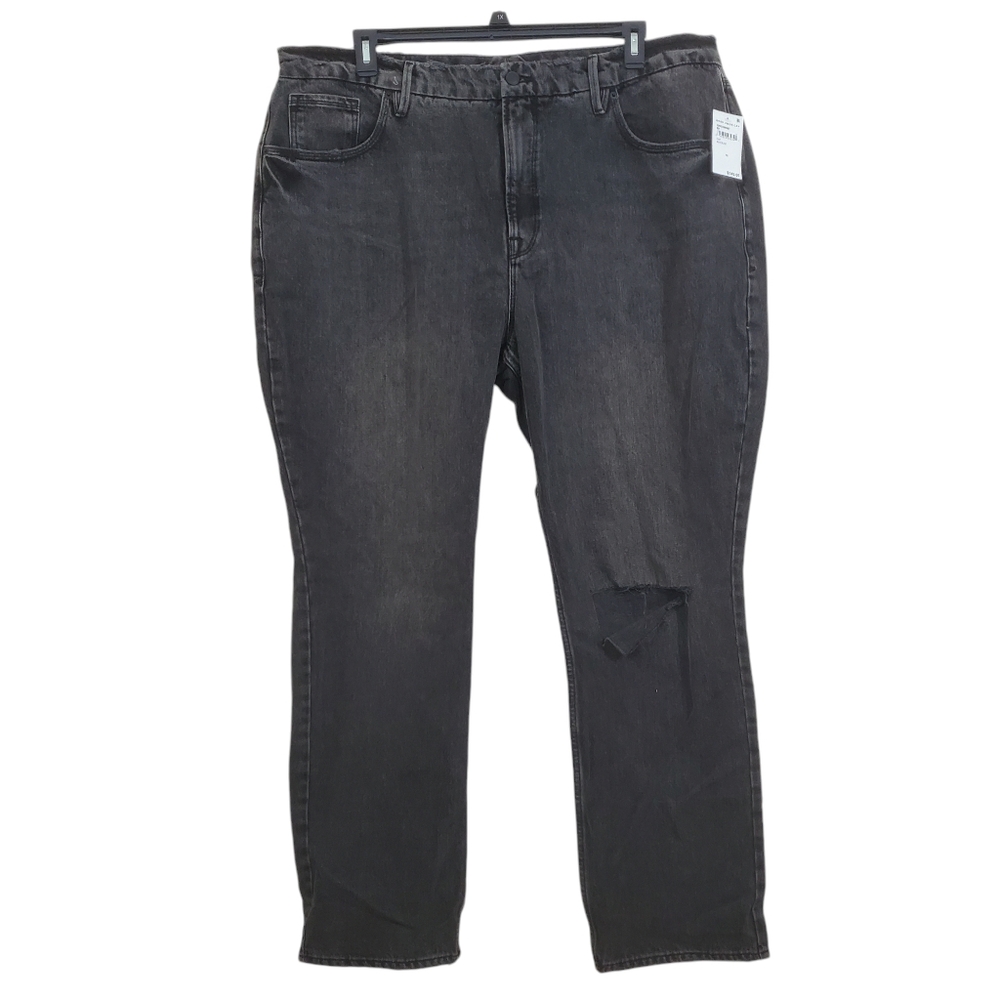 NWT Good American Good '90s Icon Straight Leg Jeans Black 267 Wash Size 18